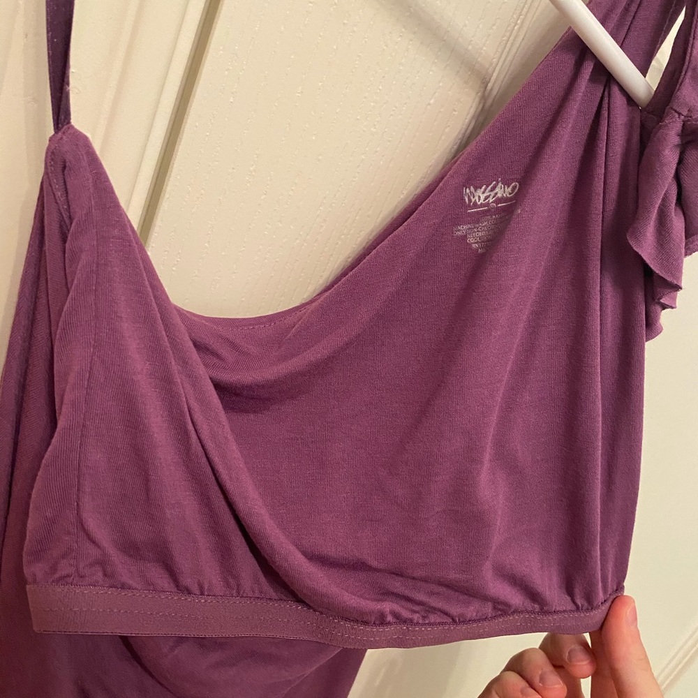 Mossimo Plum One Shoulder Ruffe Tank Top NWT - Picture 3 of 4